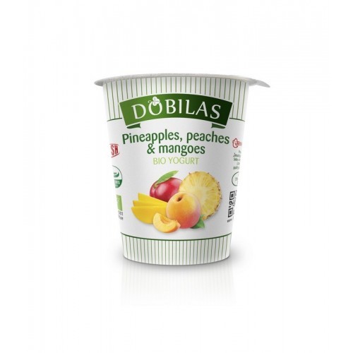 Jogurtas ekologiškas Dobilas ananasai,persikai ir mangai  2,5-3,5% rieb.,300g