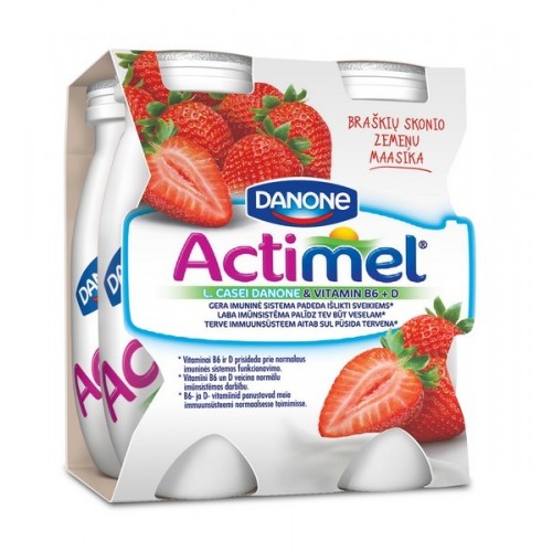 Jogurto gėrimas Actimel braškių sk. 400 g plast. ind.