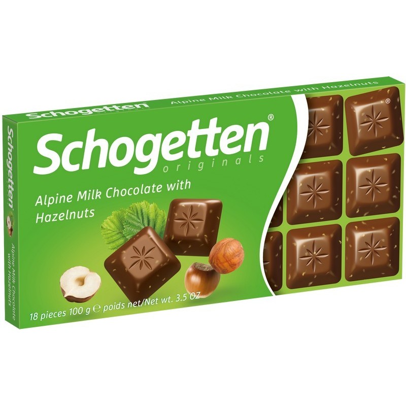 Šokoladas Schogetten su lazdynų riešutais 100g