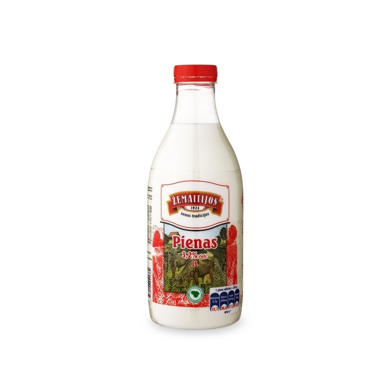 Pienas Žemaitijos 3.2% rieb. 1000 ml plastmasinis butelis