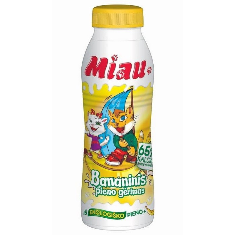 Pieno gėrimas Miau bananų sk. 2,3% iš ekologiško pieno,450ml