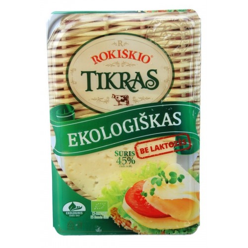 Sūris ekologiškas Rokiškio Tikras 45%r. riek. 150g