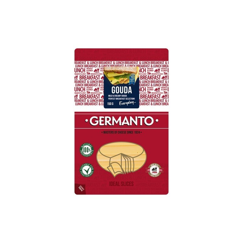 Sūris Germantas Gouda 45% rieb. 150 g poliamidas.polietilenas